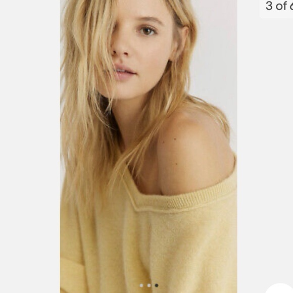 Free People Cashmere Pullover Sweater Love Like This Yellow Golden Eyes XS - Picture 4 of 9